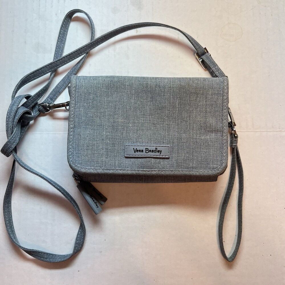 Vera Bradley RFID All In One Crossbody In Heathered Blue Gray Twill